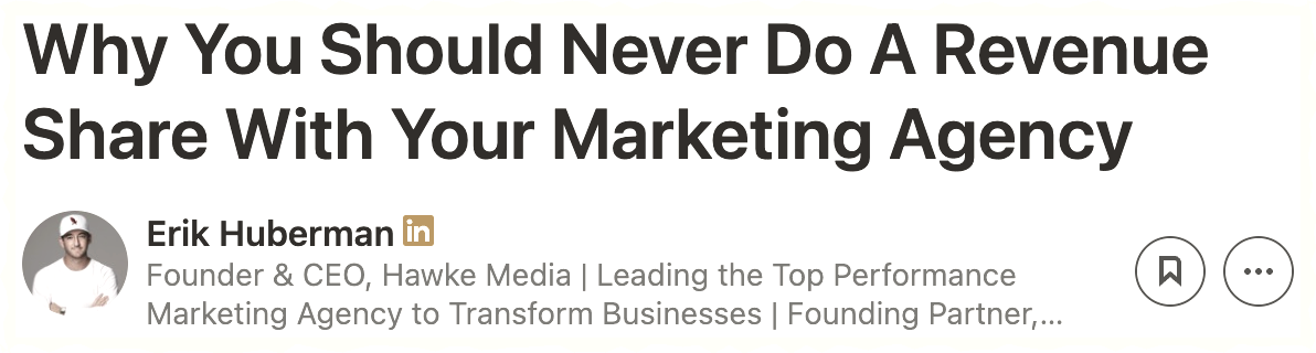 Why you should never do a revenue share with your marketing agency